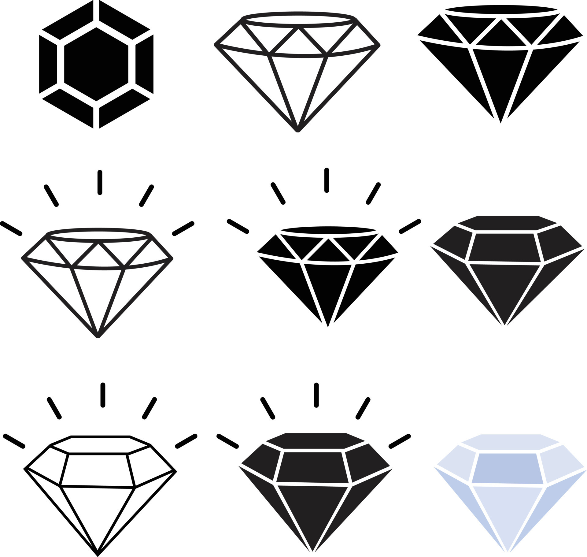 ícone de diamante em fundo branco. sinal de diamante negro